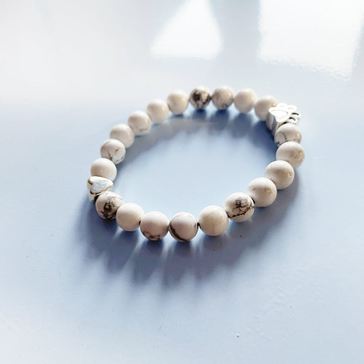 Natural Gemstone Bracelet with Paw & Heart Charm