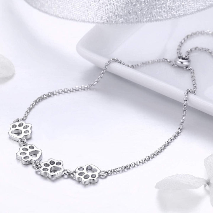 Sterling Silver Paw Print Bracelet
