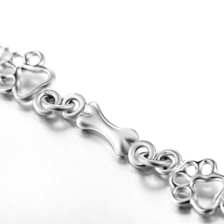 Limited Edition Silver Dog Paw and Bone Charms Bracelet