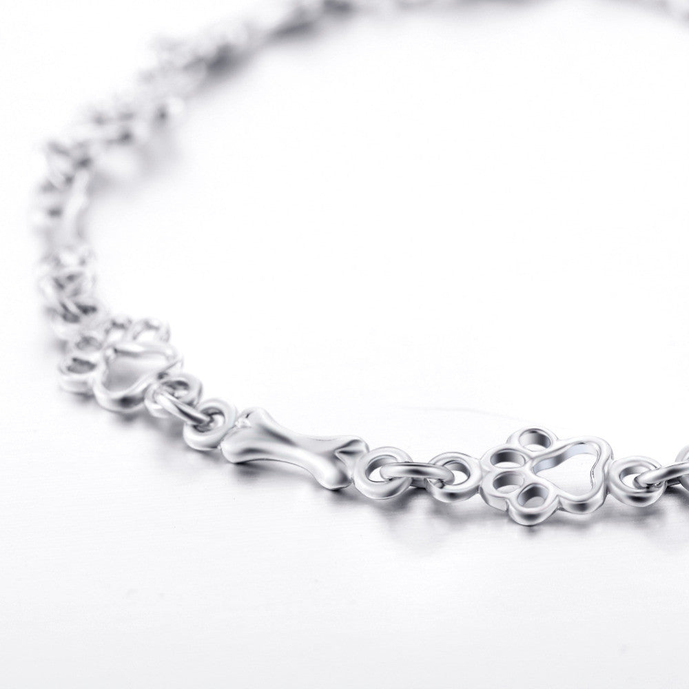 Limited Edition Silver Dog Paw and Bone Charms Bracelet