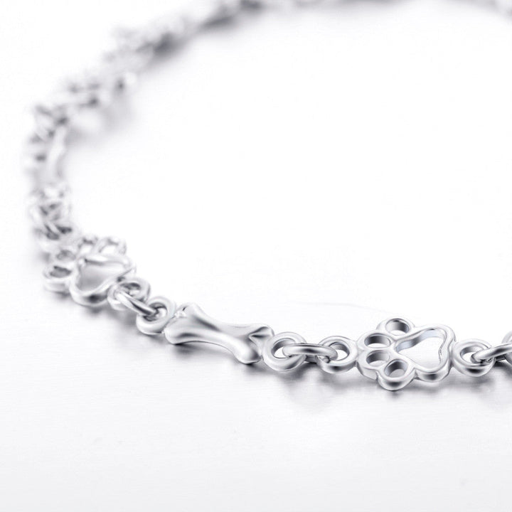 Limited Edition Silver Dog Paw and Bone Charms Bracelet