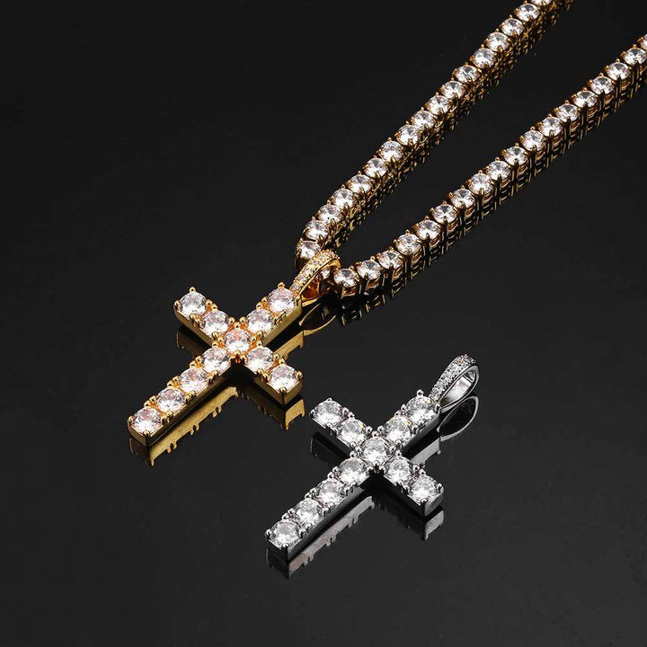 Moissanite cross necklace | Gold