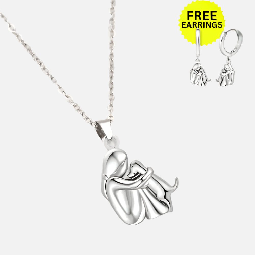 Hug Pendant Necklace with Earrings