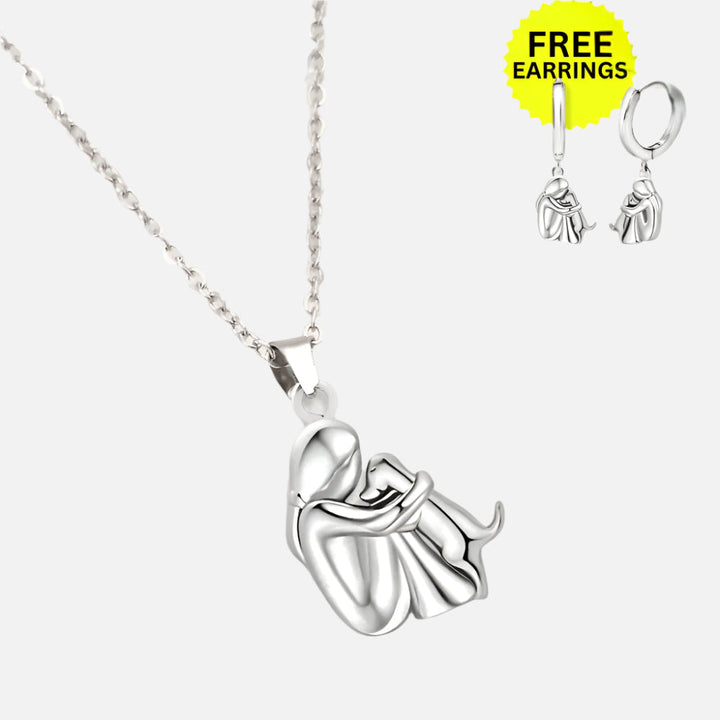 Hug Pendant Necklace with Earrings