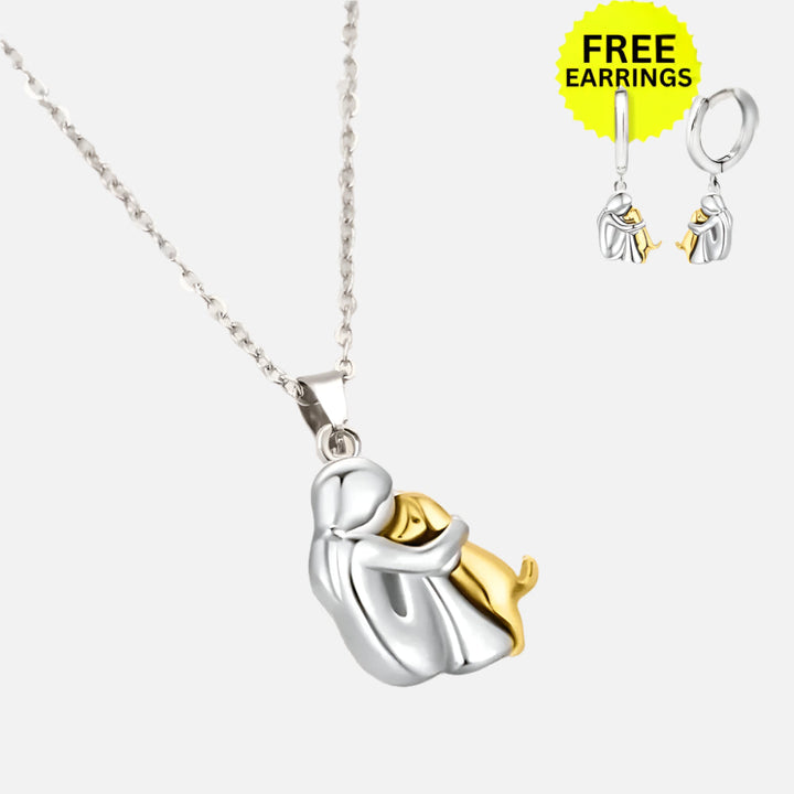 Hug Pendant Necklace with Earrings